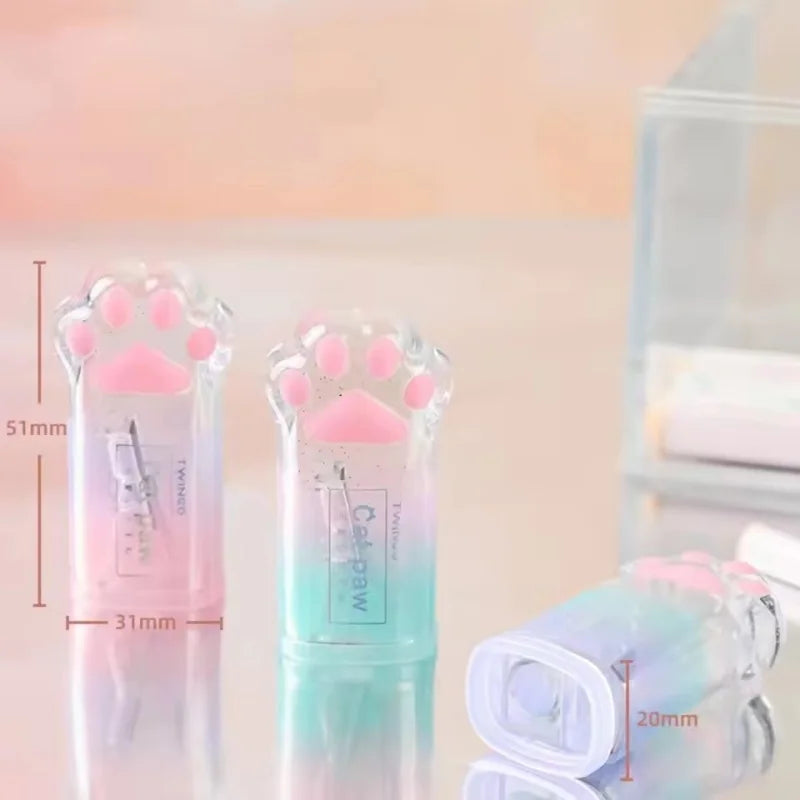 1pcs Gradient colored cat paw pencil sharpener cute cat shaped student office stationery pencil sharpener