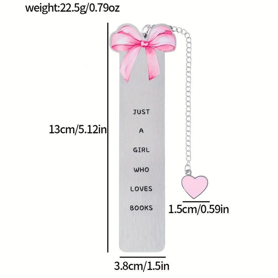 1PC Cute Pink Bow Metal Bookmarks Book Lovers Reading Accessories Valentine's Day Gifts for Wives Women Readers Book Decorations