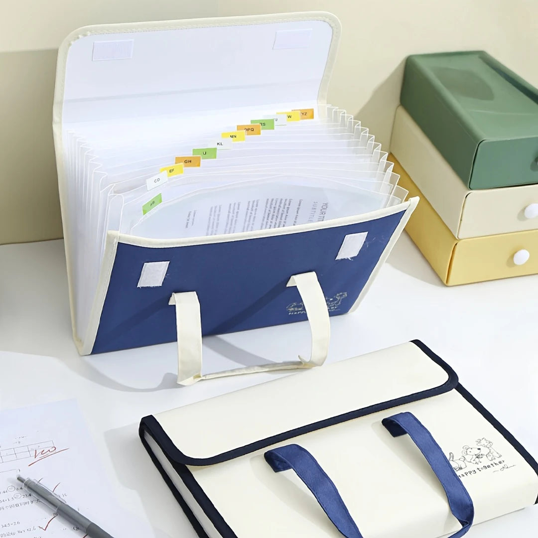13-layer folder, file bag, storage bag, A4 clip storage bag, suitable for school, home and office