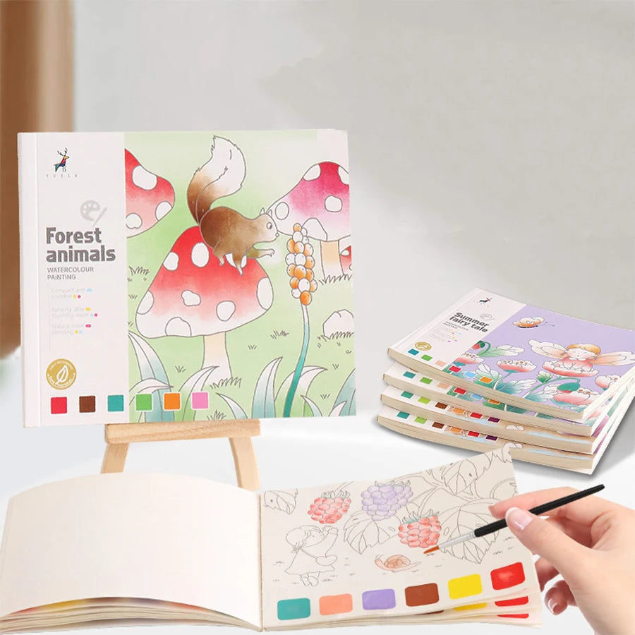 1Pc Watercolor Painted Notes Children's Set Painting, Filling, Watercolor Pigment Painted Book Watercolor Graffiti Picture Book