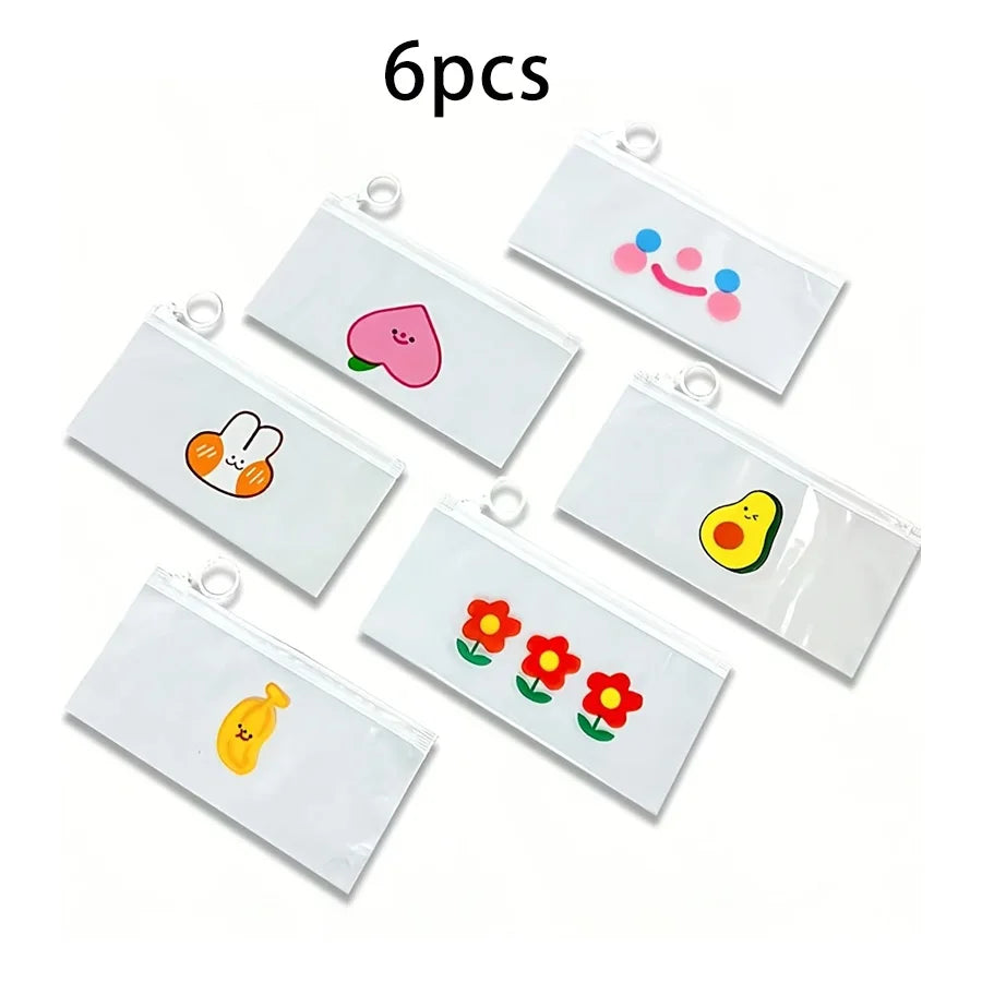 1 pack of 6pcs transparent organizing bag, daily office, daily life storage bag bills, student documents,  pencil case,office