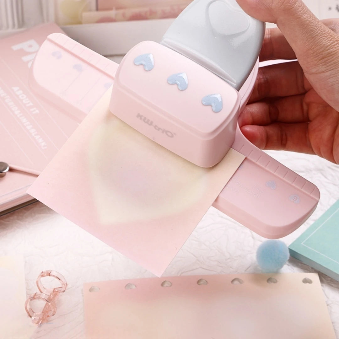 love shape 3 Hole Punch 4mm Dia 19mm Space Loose Leaf Notebooks Scrapbooking Puncher Pink for A5 A6 A7 A8 A7 Pocket Puncher