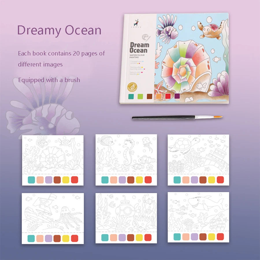1Pc Watercolor Painted Notes Children's Set Painting, Filling, Watercolor Pigment Painted Book Watercolor Graffiti Picture Book