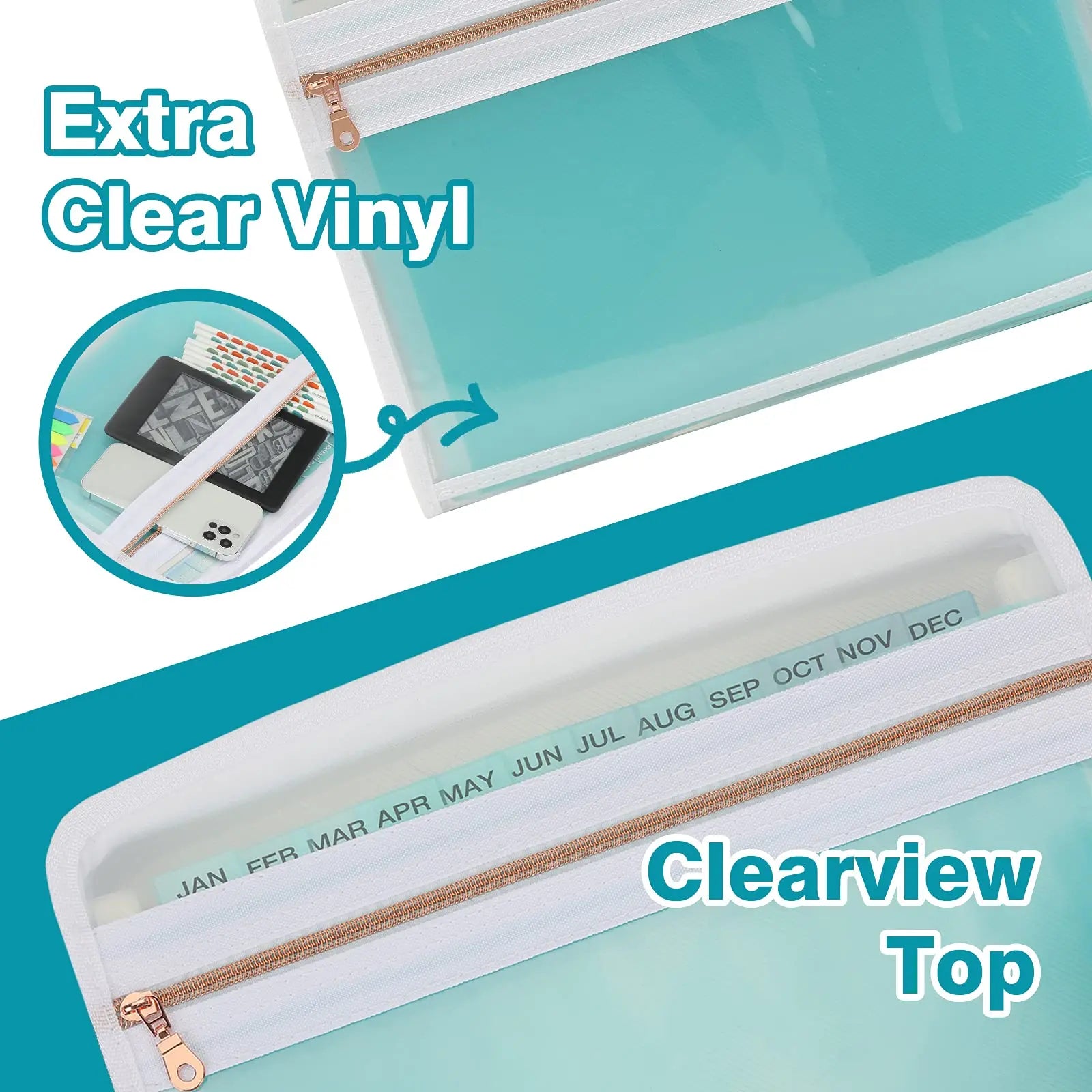 13 Pocket Expanding File Folder Organizer with Front Clear Pouch,Accordion File Organizer with Zipper Closure,Papers Letter Size