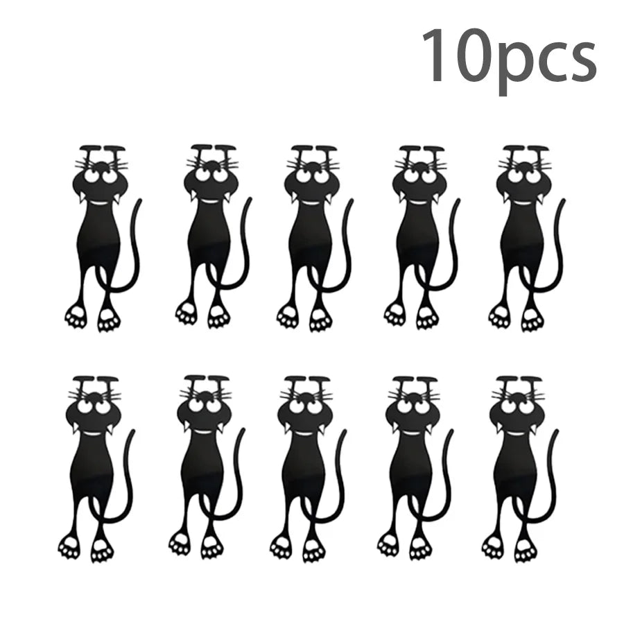1-10pcs Acrylic hollowed-out bookmarks, creative hollowed-out black kitten hanging bookmarks, perfect gifts for reading lovers