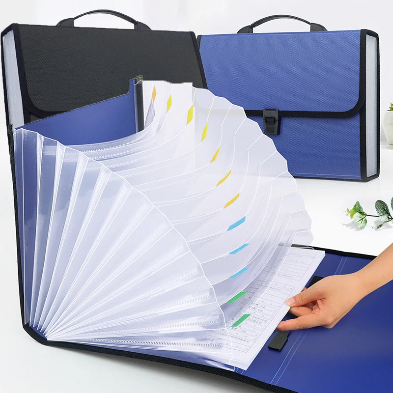 13-Compartment A4 Document Folder | Portable Multifunctional Organizer, Modern PP Business Briefcase with Durable Zipper Closure