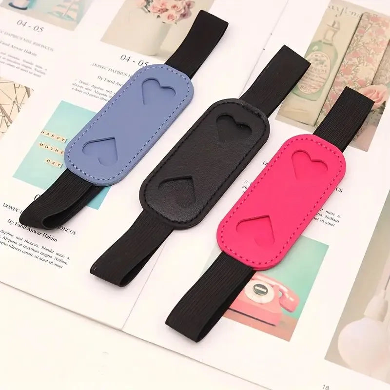 Heart-Shaped PU Leather Pen Holder with Elastic Band Secure Notebook Organizer for Office School Deskfor Students Professionals