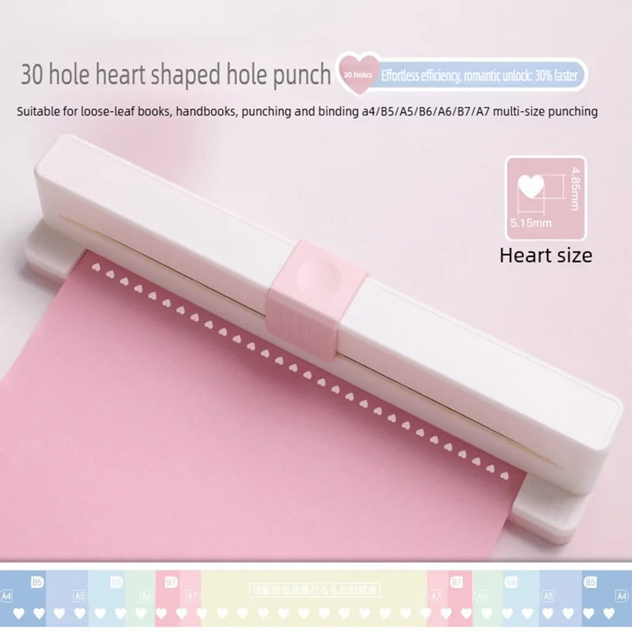 30 Hole A4 B5 A5 B6 A6 Loose Leaf Punch Notebook Planner Paper Hand Push Perforated Puncher School Supplies Stationery