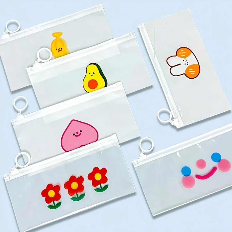 1 pack of 6pcs transparent organizing bag, daily office, daily life storage bag bills, student documents,  pencil case,office