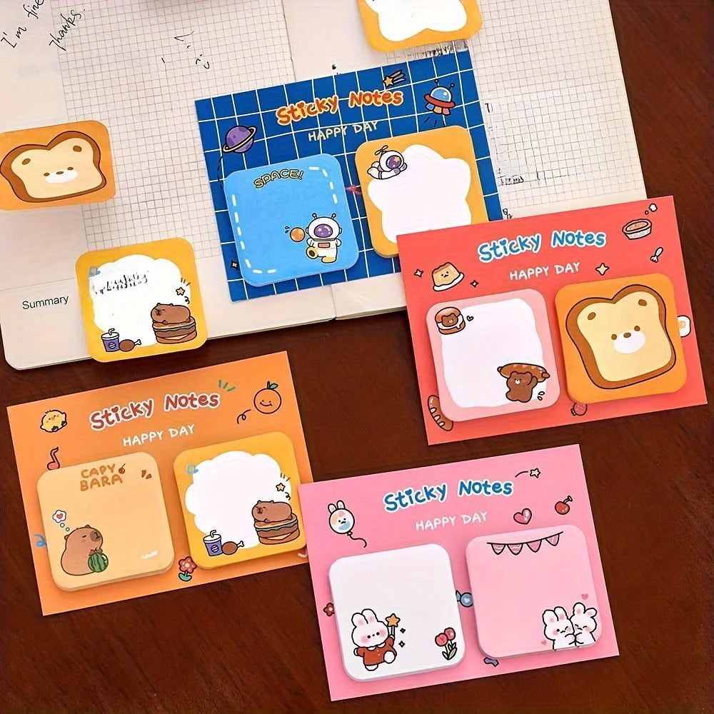 10pcs cartoon animal set sticky notes, portable Kawaii stationery sticky notes, student notebooks and notepads