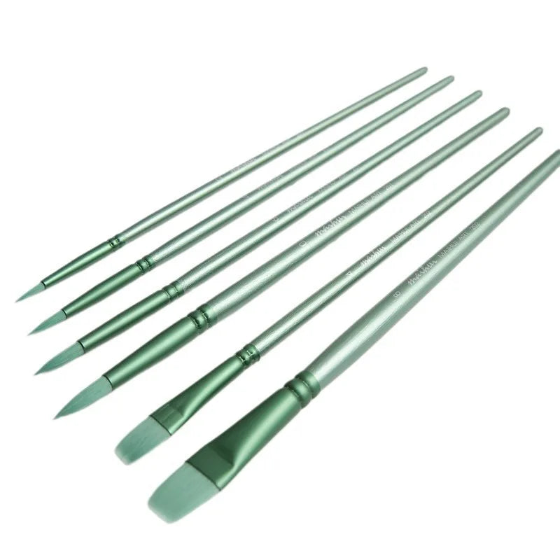 Watercolor Brush Set Soft Head Nylon Hair Water Chalk Art Round Head Flat Head Oil Brush Student painting supplies