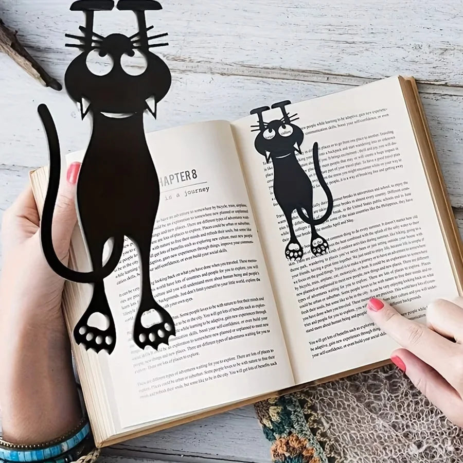 1-10pcs Acrylic hollowed-out bookmarks, creative hollowed-out black kitten hanging bookmarks, perfect gifts for reading lovers