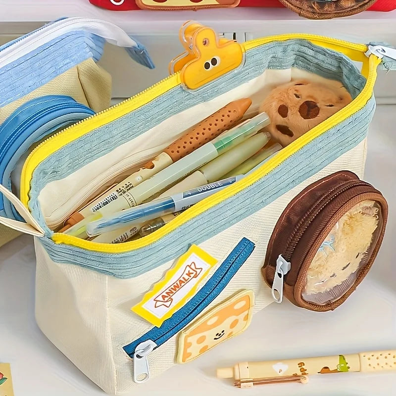 Kawaii Bag Large Capacity Ins Pencil Case for Girls, Cute School Supplies Organizer Pouch, Teen Student Stationery Storage