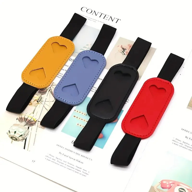 Heart-Shaped PU Leather Pen Holder with Elastic Band Secure Notebook Organizer for Office School Deskfor Students Professionals