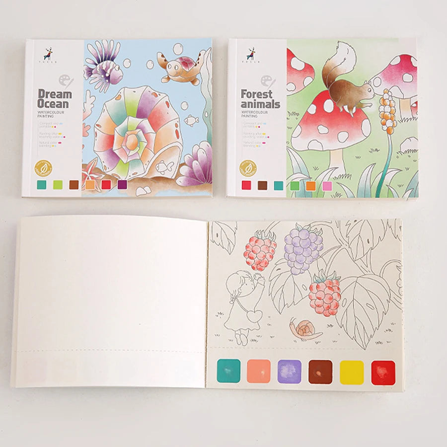 1Pc Watercolor Painted Notes Children's Set Painting, Filling, Watercolor Pigment Painted Book Watercolor Graffiti Picture Book