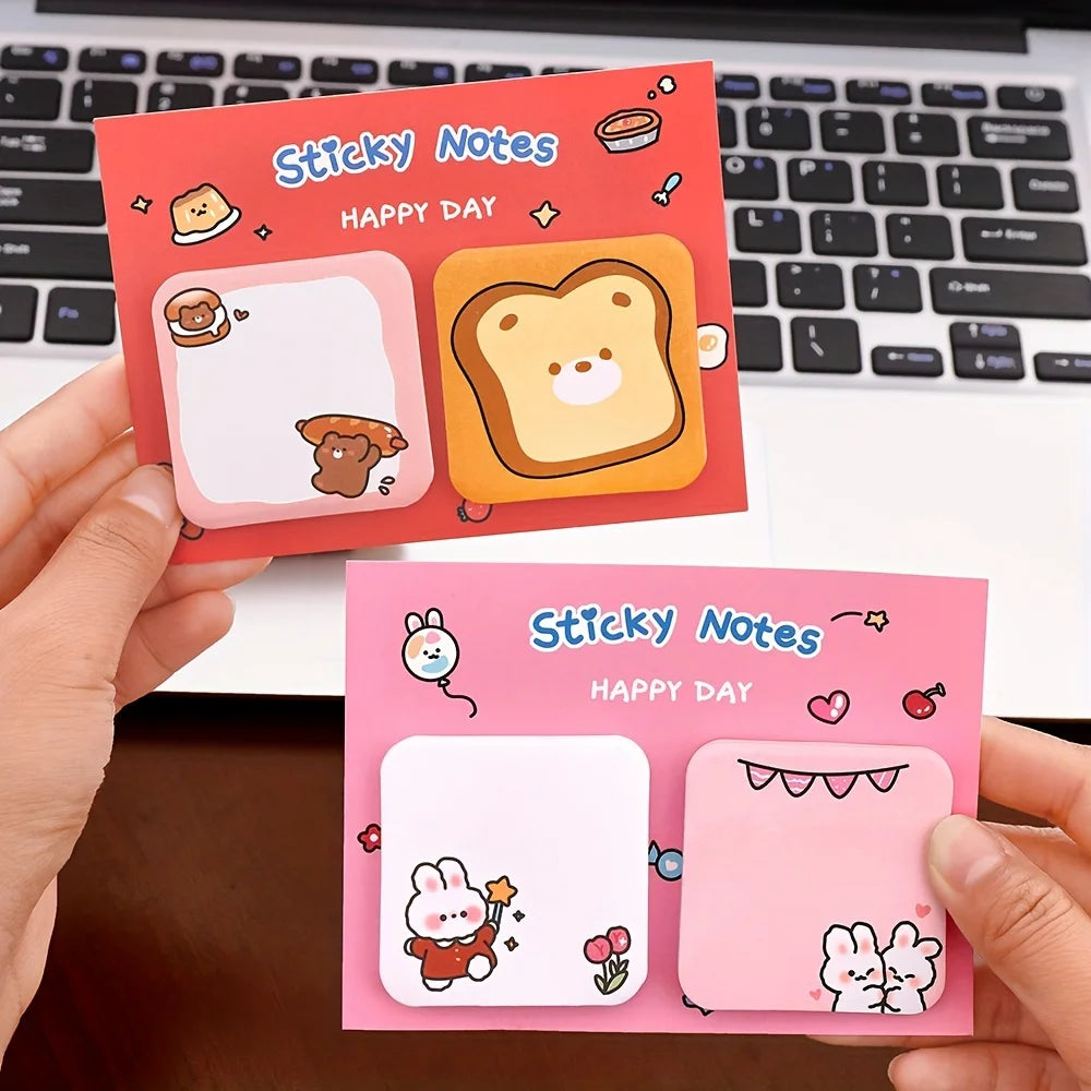 10pcs cartoon animal set sticky notes, portable Kawaii stationery sticky notes, student notebooks and notepads